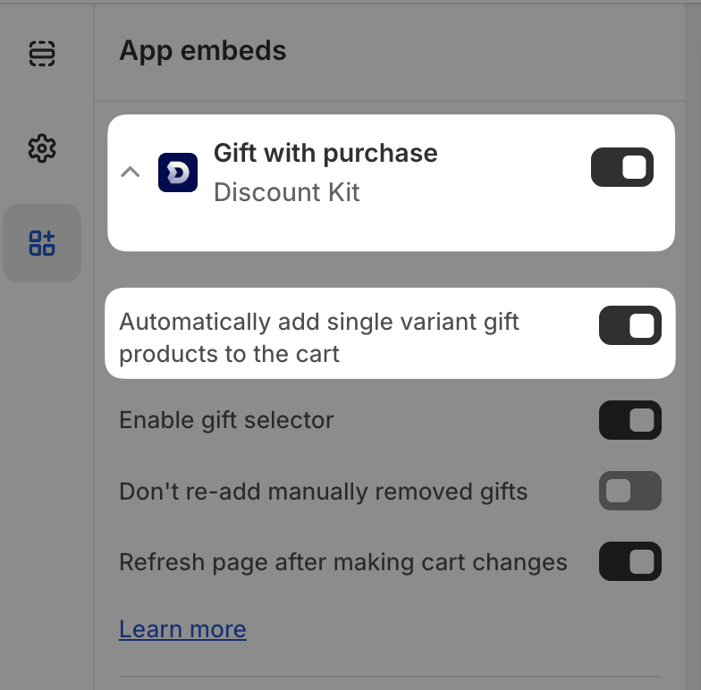 Auto gift setup image