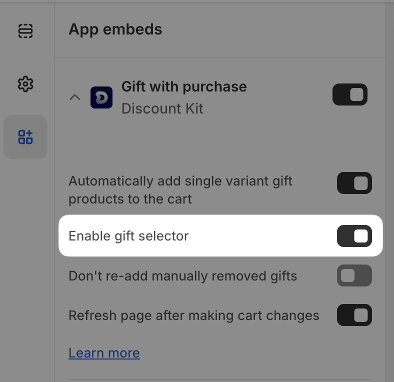 Gift selector setup image