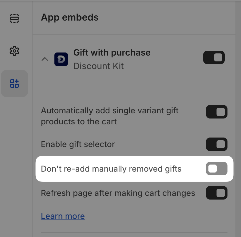 Don’t re-add manually removed gifts setting