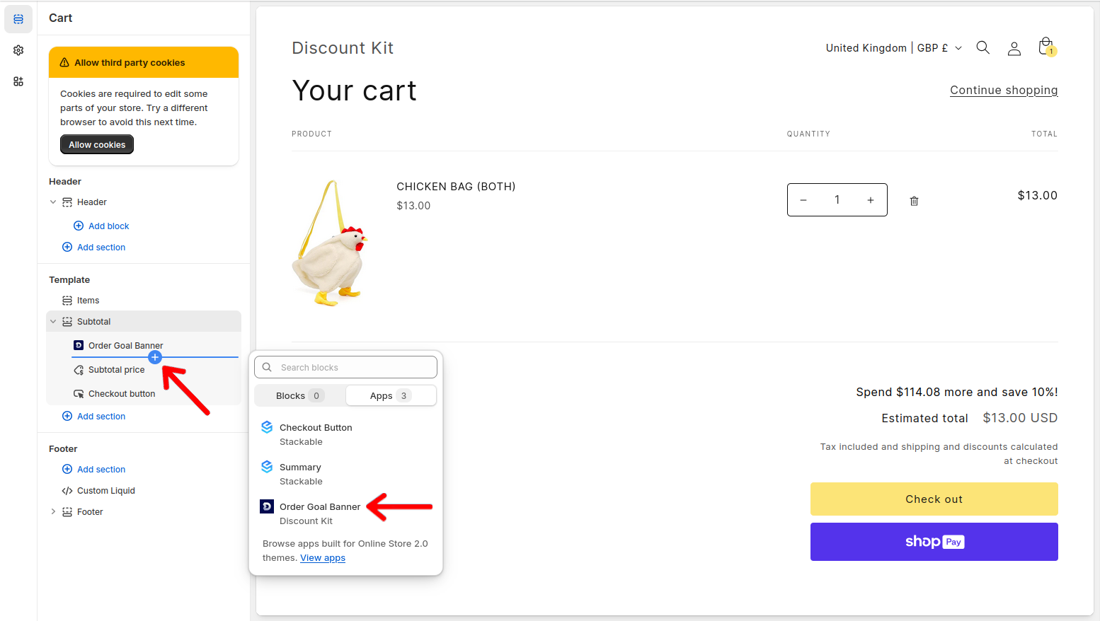 Setup order goal banner image