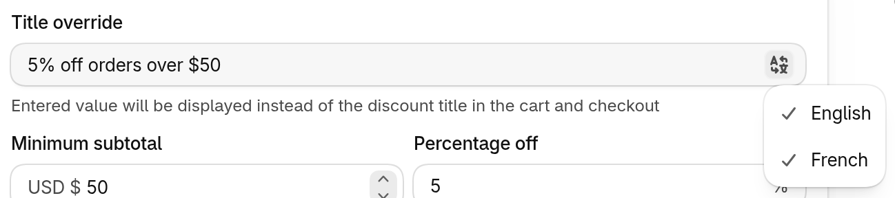 The language menu, with a check by each language that has a message