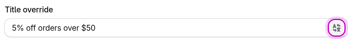 The Translate button in a title override field