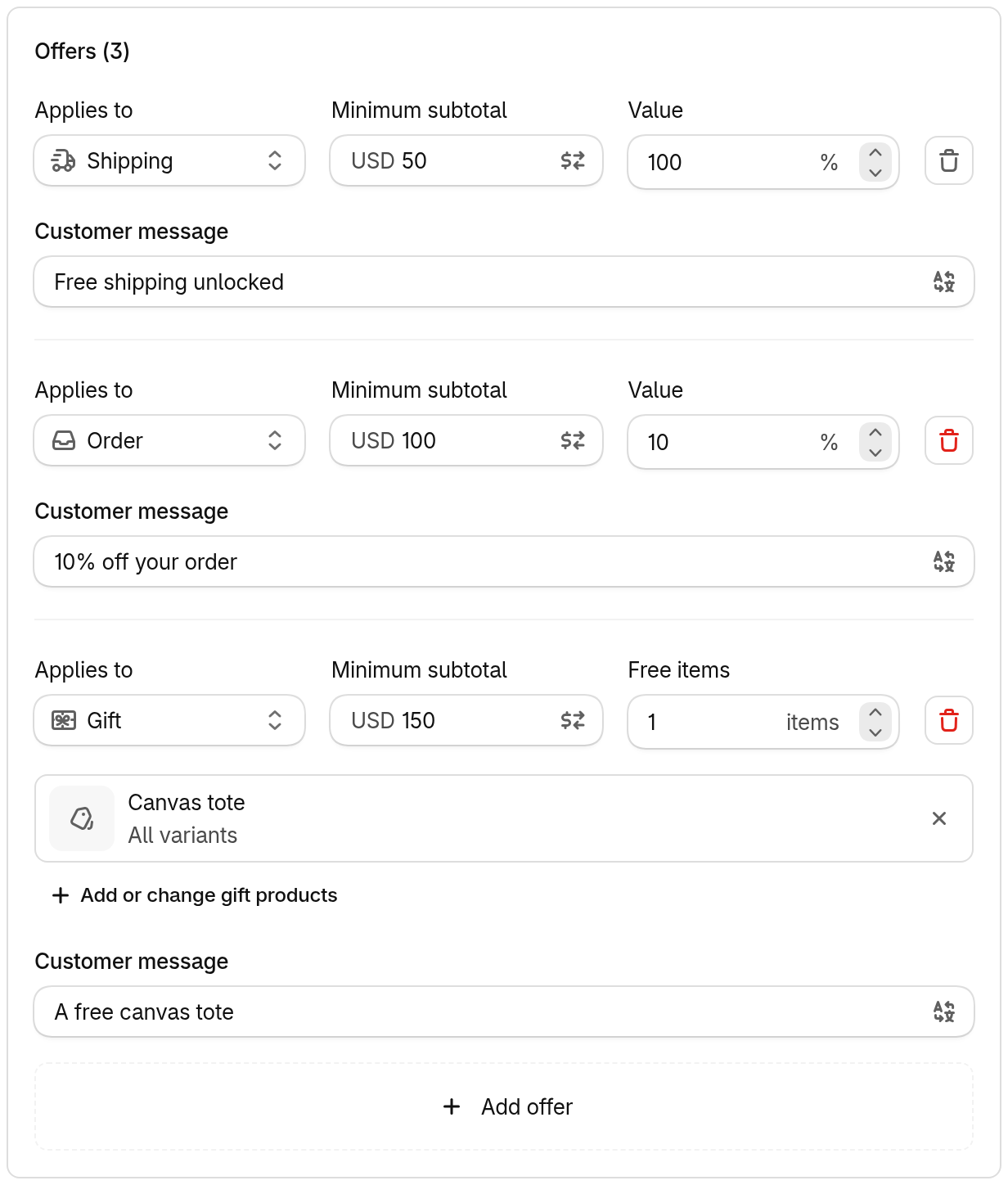 Tiered rewards offers