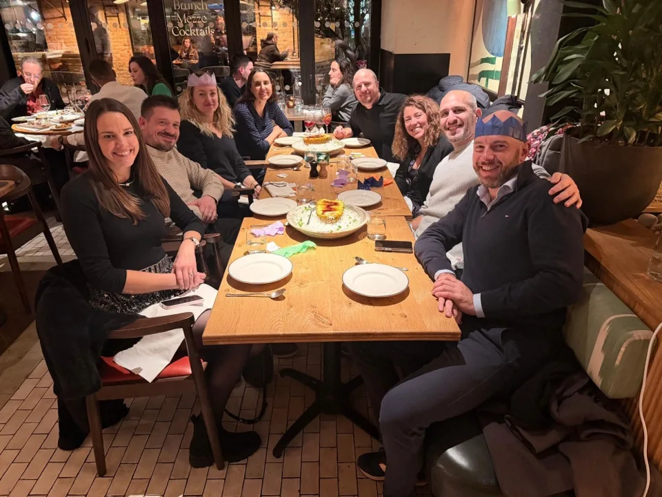 The team around the table at Christmas dinner